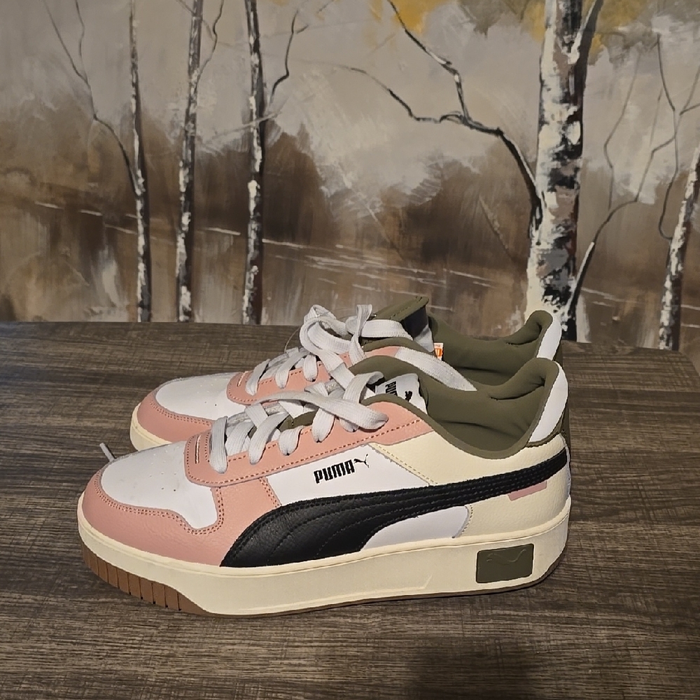 Puma Pink and White Sneakers #6